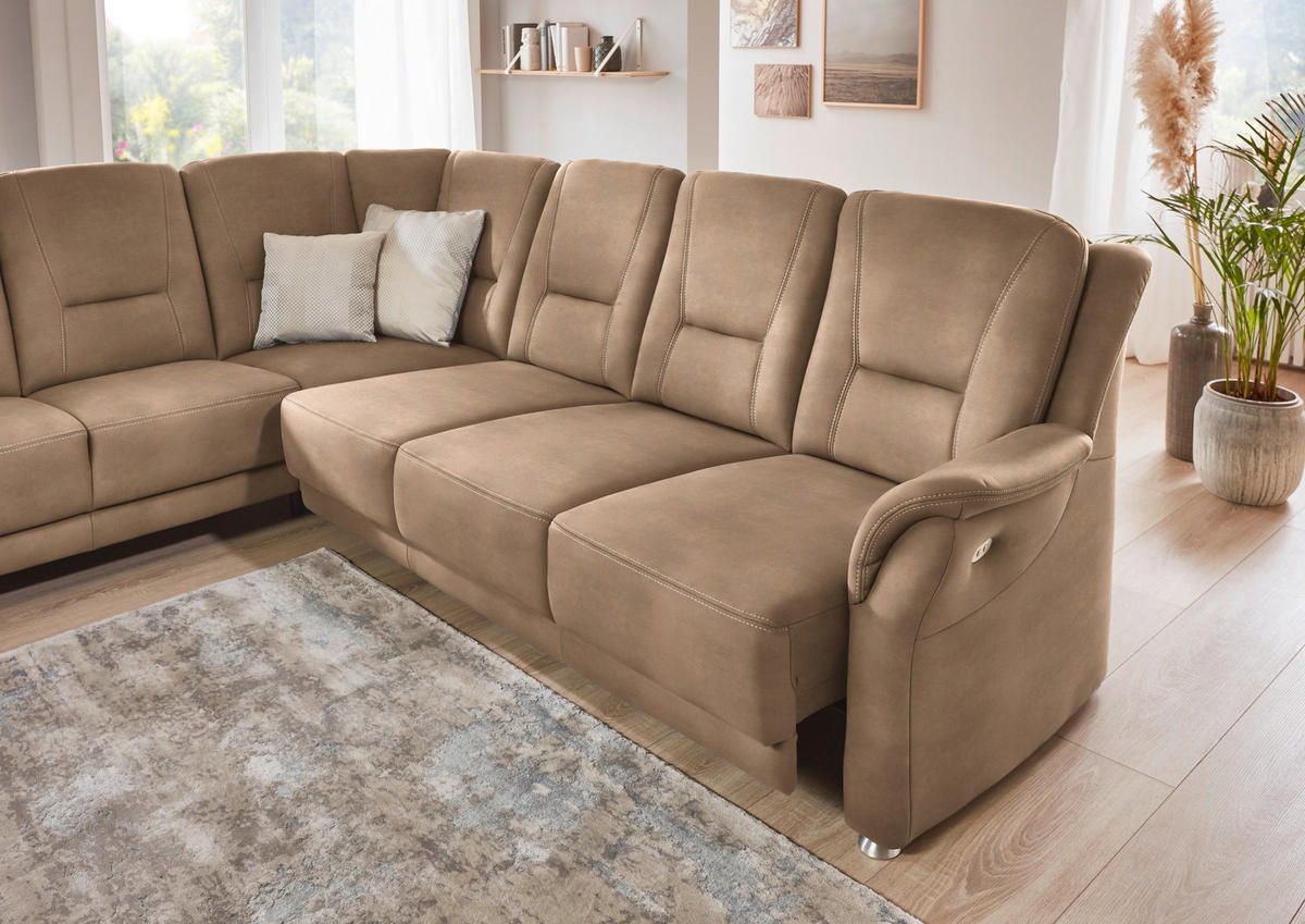 ECKSOFA in Mikrofaser Beige  223/275 cm  - Beige/Alufarben, KONVENTIONELL, Textil/Metall (223/275cm) - Beldomo Comfort