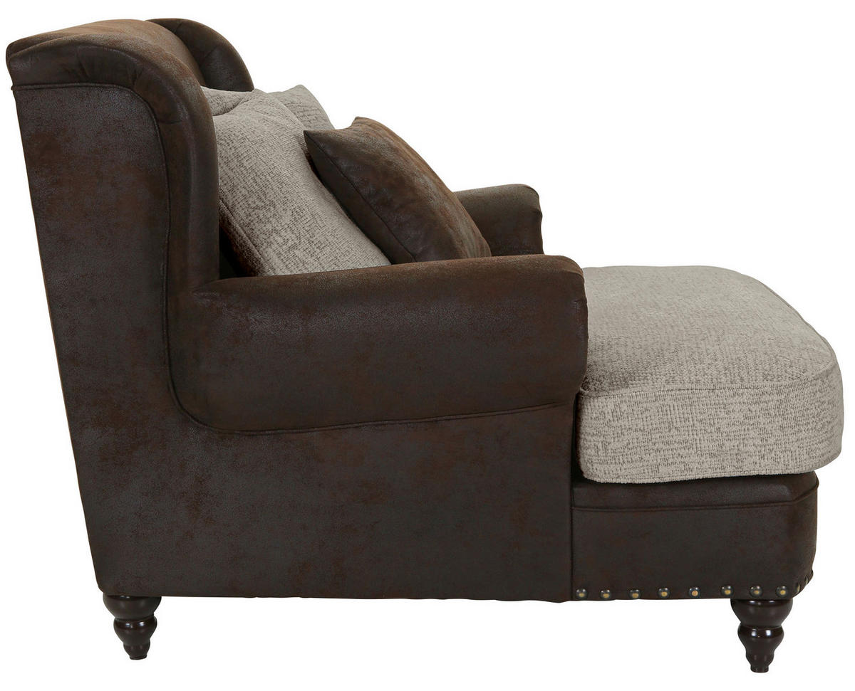 XXL-SESSEL - Dunkelbraun/Graubraun, ROMANTIK / LANDHAUS, Holz/Textil (125/102/138cm) - Landscape