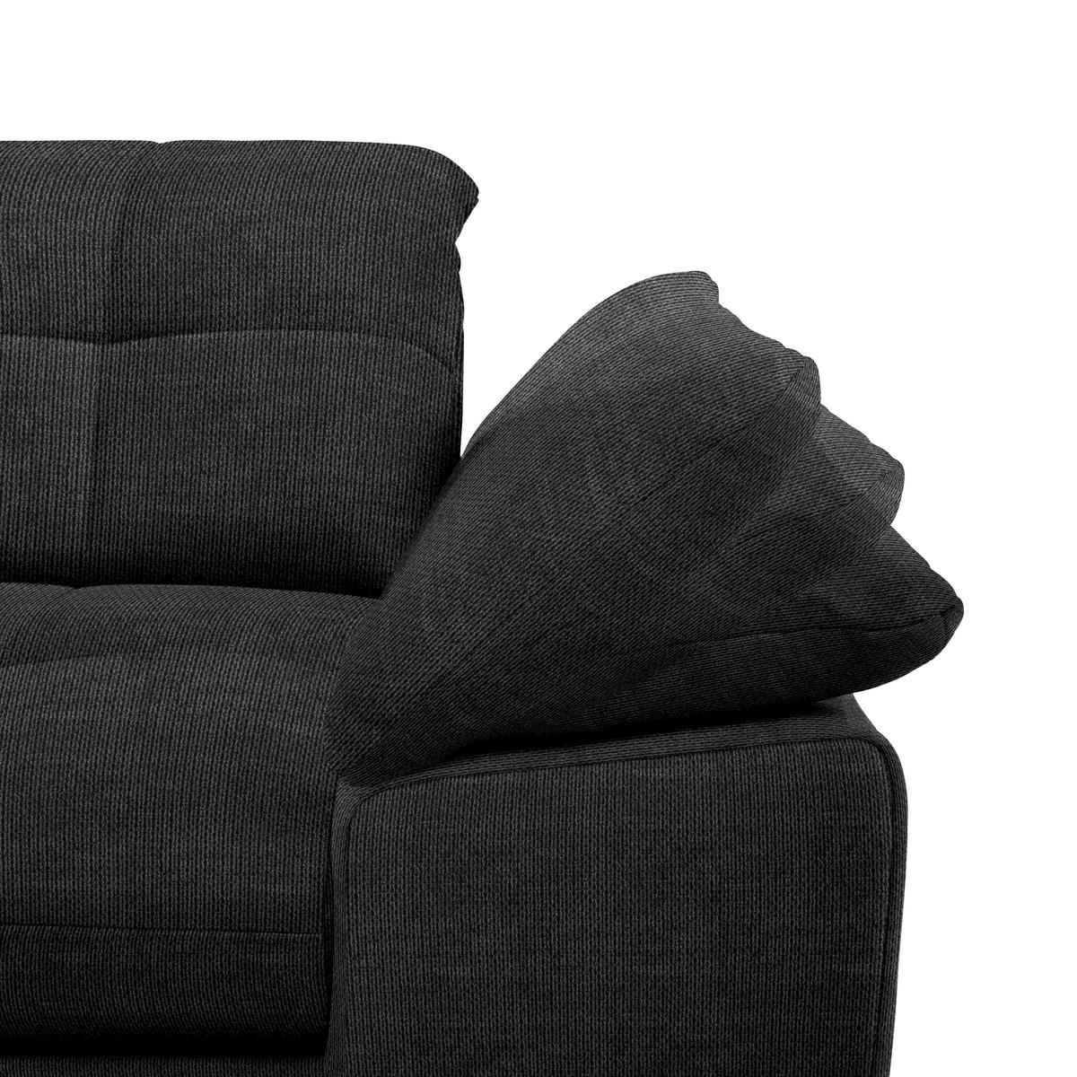 ECKSOFA in Mikrofaser Graphitfarben  - Chromfarben/Graphitfarben, Design, Textil/Metall (180/265cm) - Carryhome