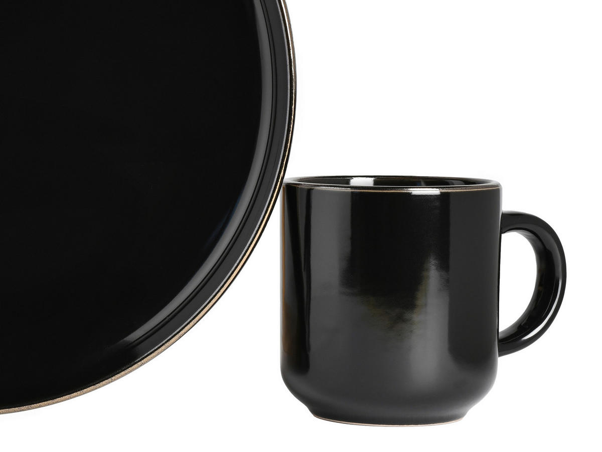 KOMPLETT SERVIS Nordic Festive Schwarz 30 delar  - svart/guldfärgad, Basics, keramik - Creatable