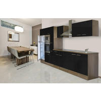 KÜCHENBLOCK 360 cm   in Schwarz, Eichefarben  - Eichefarben/Schwarz, MODERN, Holzwerkstoff (360cm) - Respekta