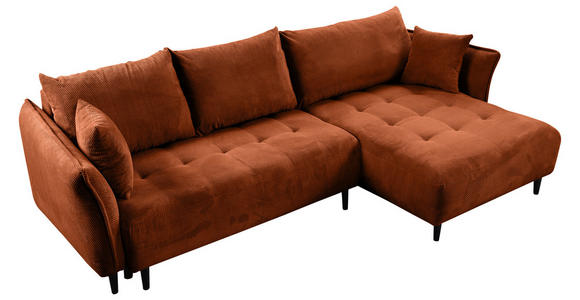 ECKSOFA Rostfarben Chenille - Rostfarben/Schwarz, KONVENTIONELL, Holz/Textil (290/160cm) - Carryhome