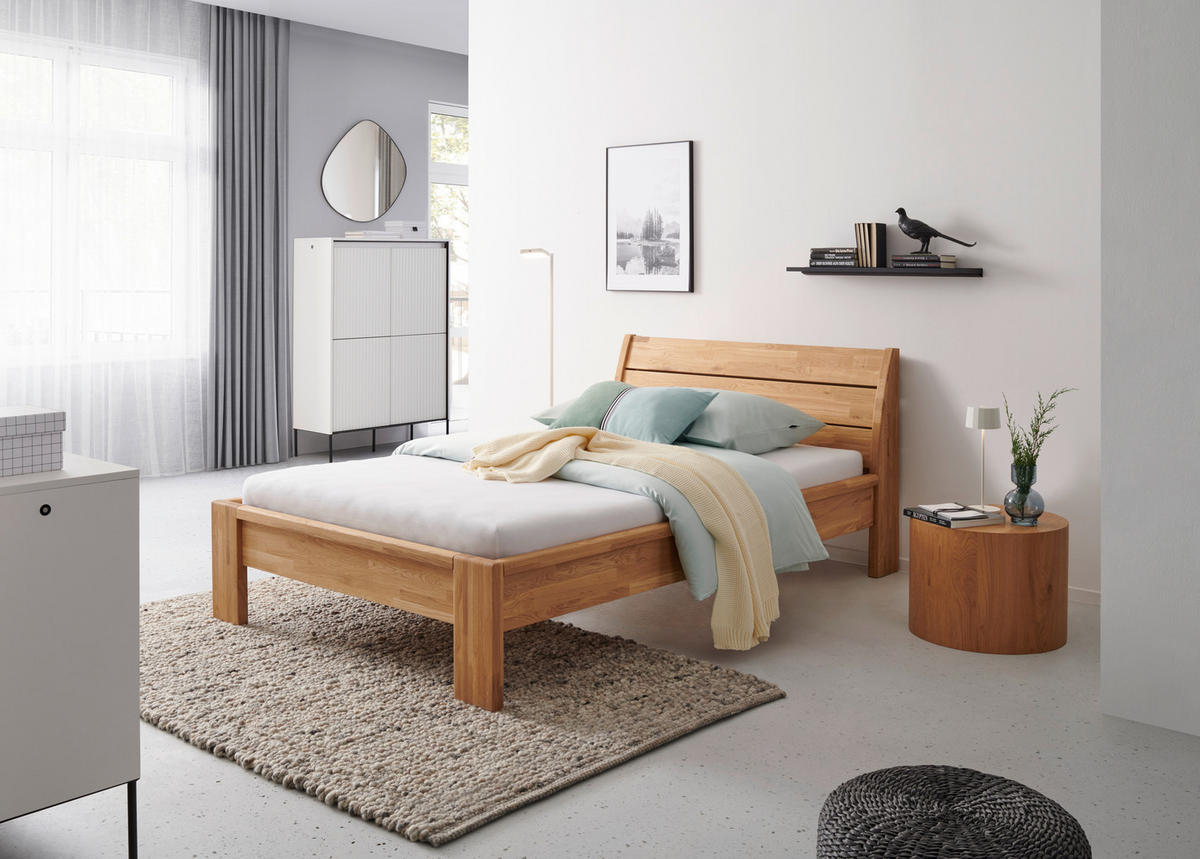 BETT 90/200 cm  in Wildeiche   - Wildeiche, Modern, Holz (90/200cm) - MID.YOU