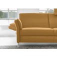 3-SITZER-SOFA Latina in Echtleder Senfgelb   - Senfgelb/Alufarben, Design, Leder/Metall (190/82/99cm) - Dieter Knoll