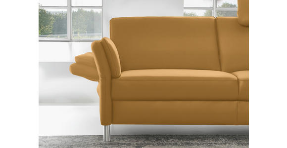 3-SITZER-SOFA Latina in Echtleder Senfgelb   - Senfgelb/Alufarben, Design, Leder/Metall (190/82/99cm) - Dieter Knoll