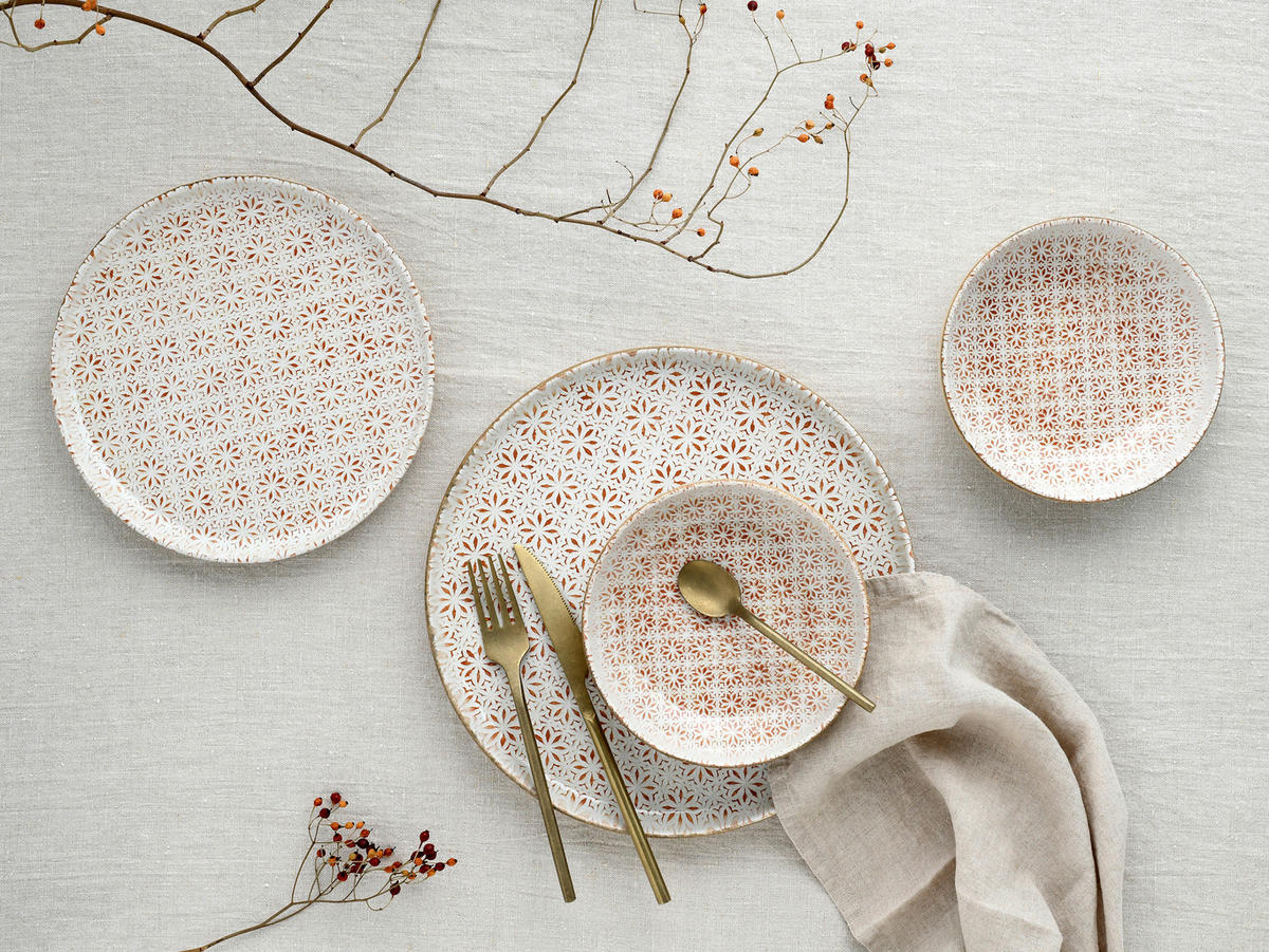 TAFELSERVICE Uno Emiliana 12-teilig  - Creme/Rosa, Basics, Keramik - Creatable