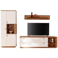 WOHNWAND  in Weiss, Wildeiche 305/202/50 cm  - Wildeiche/Weiss, Design, Glas/Holz (305/202/50cm) - Novel