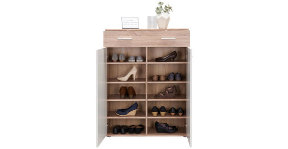 SCHUHSCHRANK 90/120/36 cm - Eichefarben/Silberfarben, Design, Holzwerkstoff/Kunststoff (90/120/36cm) - Carryhome