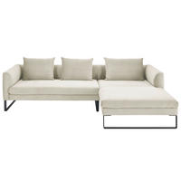 ECKSOFA in Cord Creme  - Creme/Schwarz, Konventionell, Textil/Metall (284/178cm) - Hom`in