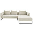 ECKSOFA in Cord Creme  284/178 cm  - Creme/Schwarz, KONVENTIONELL, Textil/Metall (284/178cm) - Hom`in