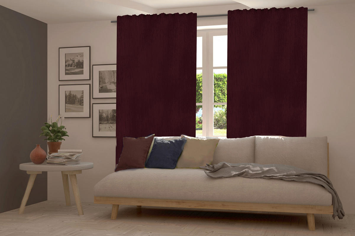 WÄRMESCHUTZVORHANG Verdunkelung  - Bordeaux, Basics, Textil (140/245cm)