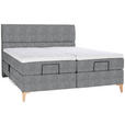 BOXSPRINGBETT 180/200 cm  in Grau  - Eichefarben/Grau, KONVENTIONELL, Holz/Textil (180/200cm) - Voleo