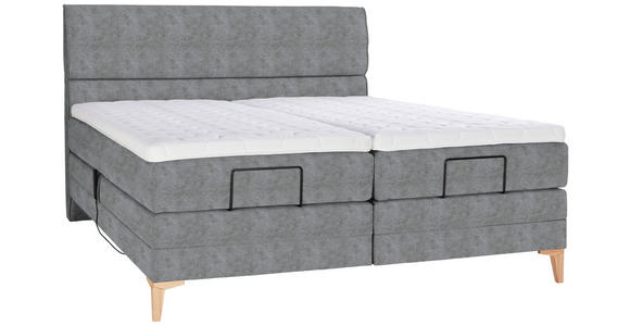 BOXSPRINGBETT 160/200 cm  in Grau  - Eichefarben/Grau, KONVENTIONELL, Holz/Textil (160/200cm) - Voleo