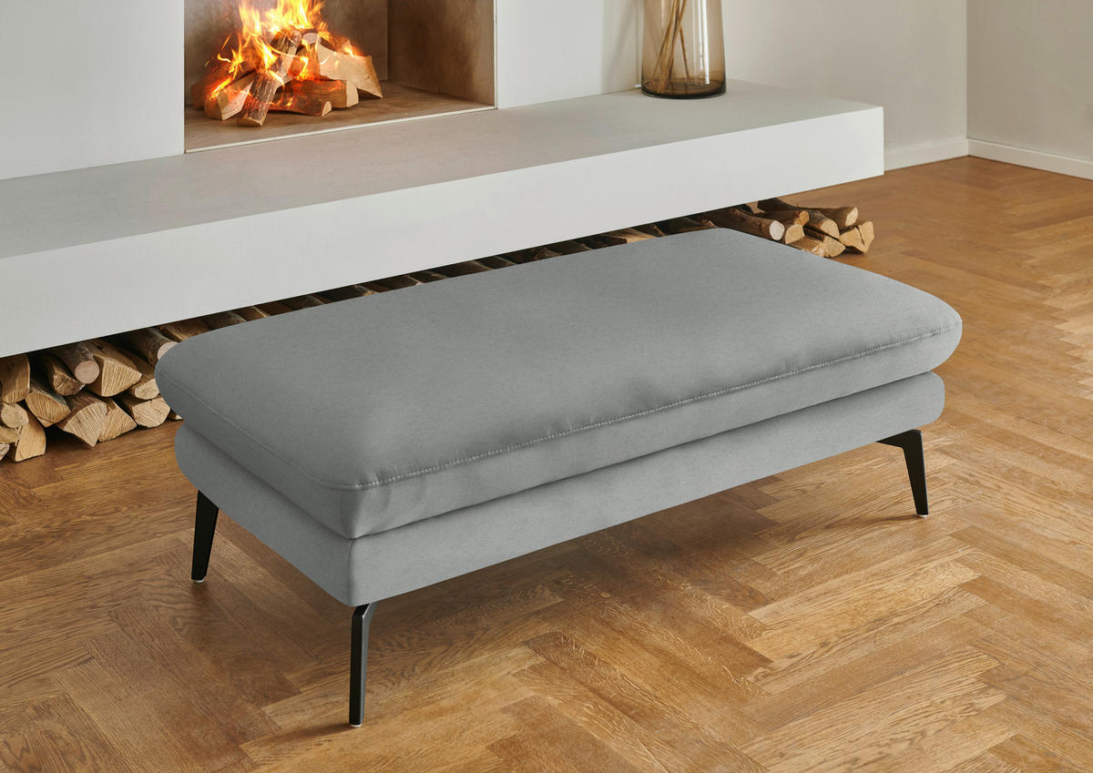 WOHNLANDSCHAFT Chenille, Flachgewebe Grau  - Schwarz/Grau, Design, Textil/Metall (208/344/180cm) - Dieter Knoll