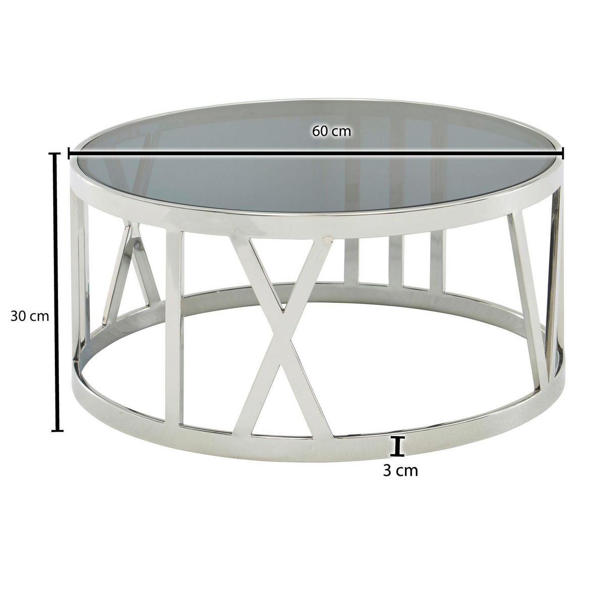 COUCHTISCH in 60/60/30 cm  - Silberfarben, Design, Glas (60/60/30cm) - MID.YOU