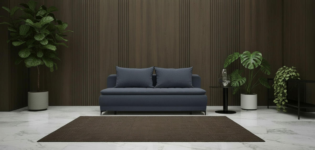 SCHLAFSOFA MOLISS in Flachgewebe Dunkelblau  - Schwarz/Dunkelblau, Basics, Textil/Metall (202/98/78cm) - Livetastic