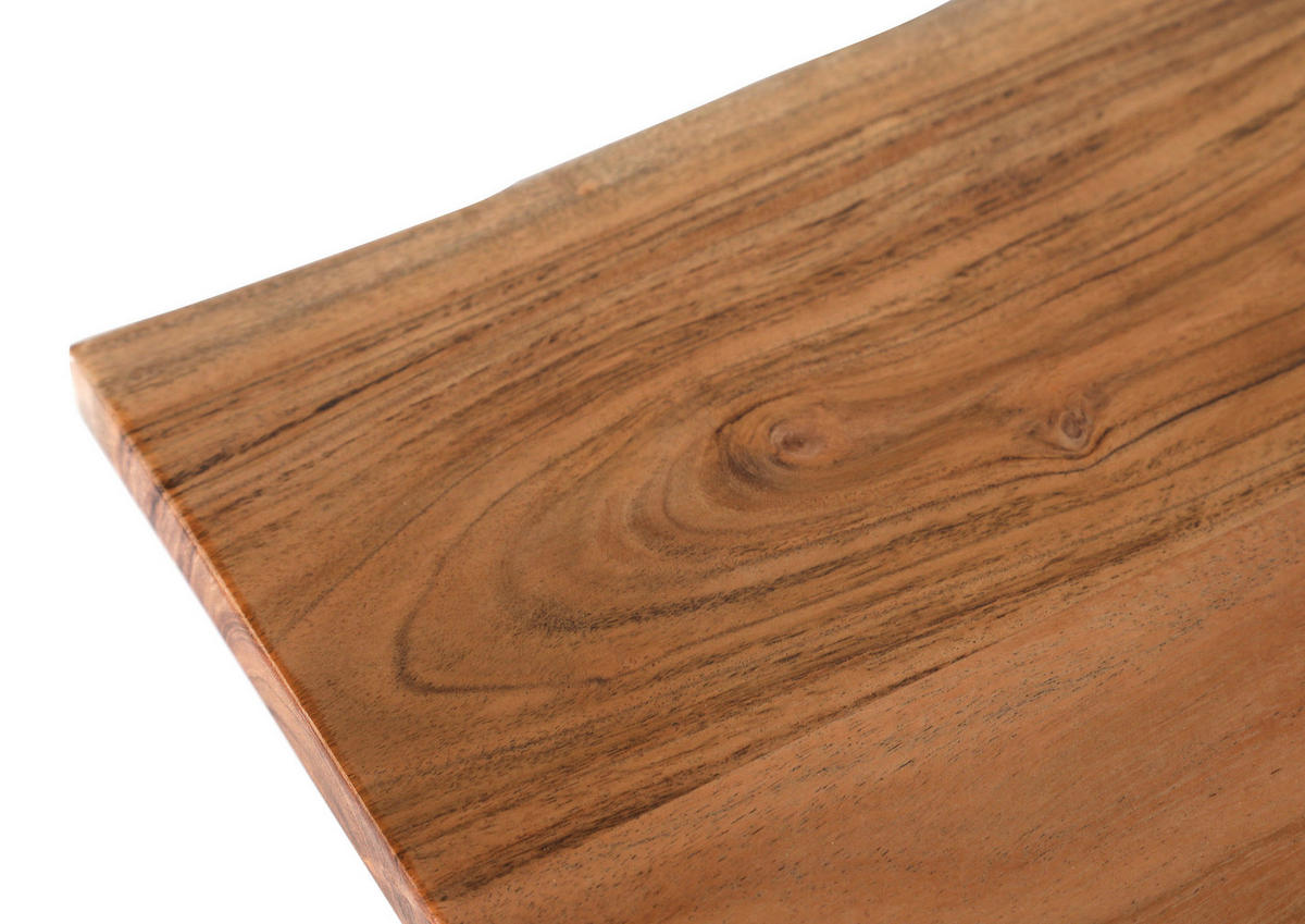 ESSTISCH Akazie massiv rechteckig Naturfarben, Schwarz  - Schwarz/Naturfarben, MODERN, Holz/Metall (180/90/75cm) - Livetastic