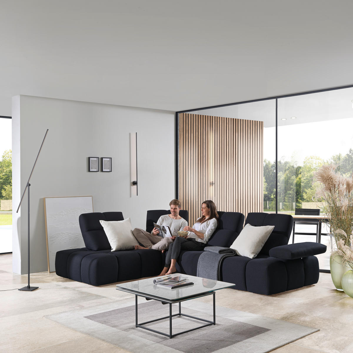 ECKSOFA in Struktur Schwarz  - Schwarz, Design, Kunststoff/Textil (233/313cm) - Emilio Belluti