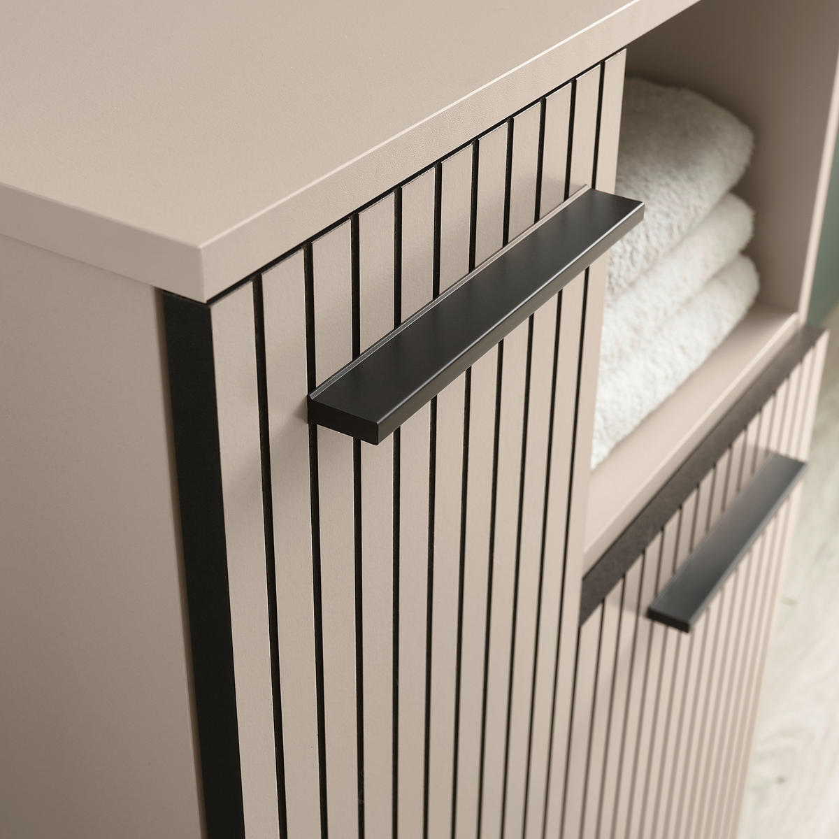 WASCHBECKENUNTERSCHRANK 60/60/35 cm  - Kaschmir/Schwarz, Trend, Holzwerkstoff/Kunststoff (60/60/35cm) - MID.YOU