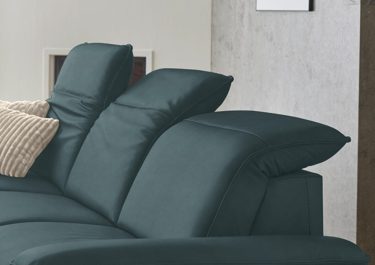 ECKSOFA  Echtleder Graublau  - Graublau/Schwarz, Design, Leder/Metall (169/307cm) - Beldomo Premium