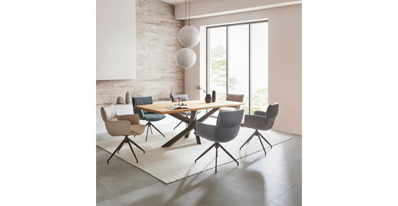 ESSTISCH 220/100/75 cm Echtholz  Holz in verschiedenen Größen erhältlich rechteckig Schwarz, Eichefarben  - Eichefarben/Schwarz, LIFESTYLE, Holz/Metall (220/100/75cm) - Linea Natura