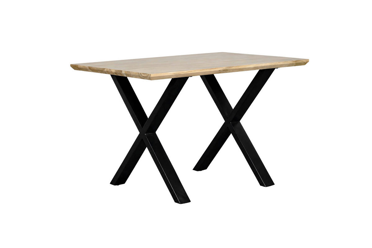ESSTISCH 120/80/76 cm Echtholz  Holz, Metall rechteckig Akaziefarben  - Schwarz/Akaziefarben, MODERN, Holz/Metall (120/80/76cm) - MID.YOU