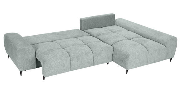 ECKSOFA in Flachgewebe Hellgrau  - Hellgrau/Schwarz, KONVENTIONELL, Textil/Metall (295/180cm) - Carryhome