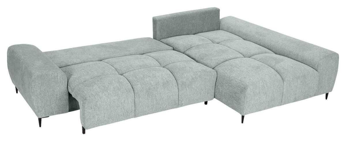 ECKSOFA in Flachgewebe Hellgrau  - Hellgrau/Schwarz, KONVENTIONELL, Textil/Metall (295/180cm) - Carryhome