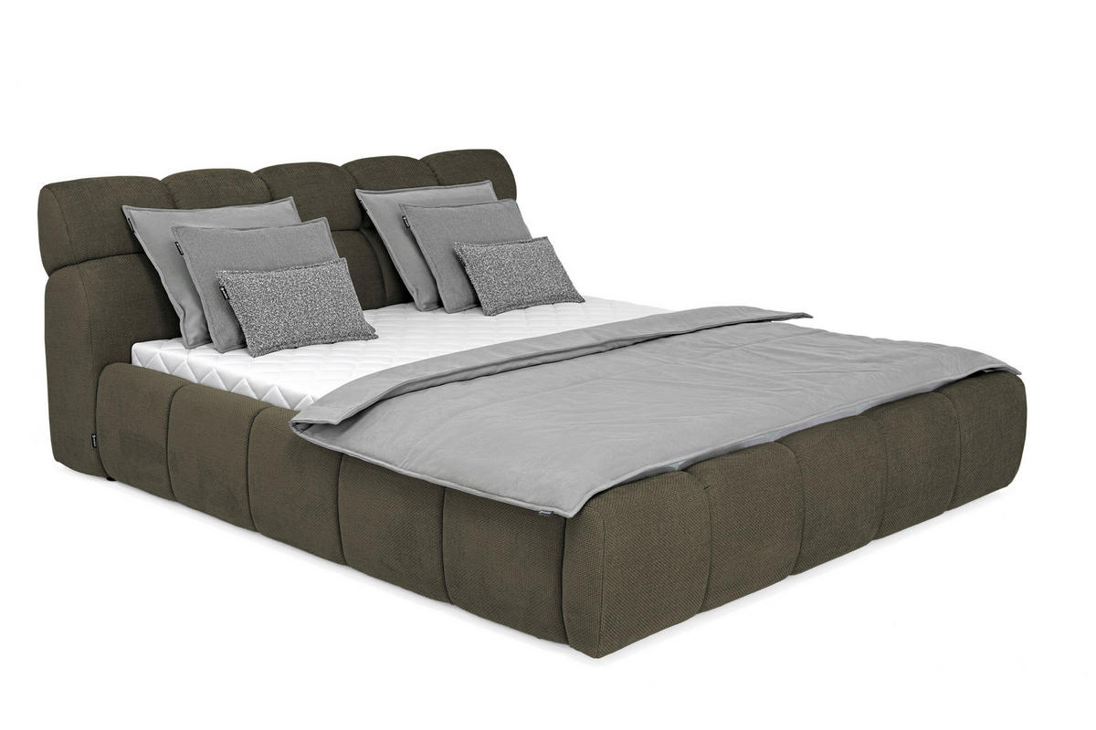 POLSTERBETT 180/200 cm  in Olivgrün  - Schwarz/Olivgrün, Design, Kunststoff/Textil (180/200cm) - Esposa