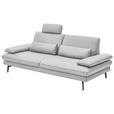 3-SITZER-SOFA in Leder Weiß  - Schwarz/Weiß, Design, Leder/Metall (222/86/104cm) - Dieter Knoll