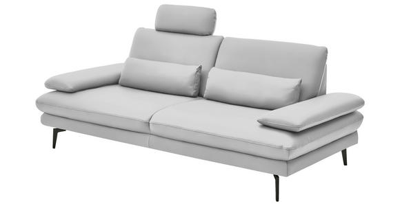 3-SITZER-SOFA in Leder Weiß - Schwarz/Weiß, Design, Leder/Metall (222/86/104cm) - Dieter Knoll