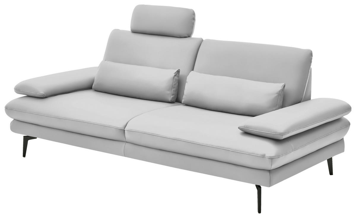 3-SITZER-SOFA in Echtleder Weiss  - Weiss/Schwarz, Design, Leder/Metall (222/86/104cm) - Dieter Knoll