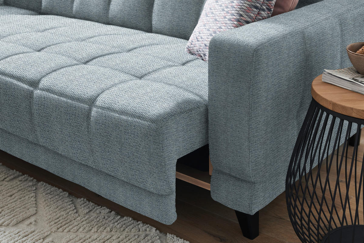 ECKSOFA in Webstoff Hellblau  - Schwarz/Hellblau, Design, Holz/Textil (216/302cm) - Xora