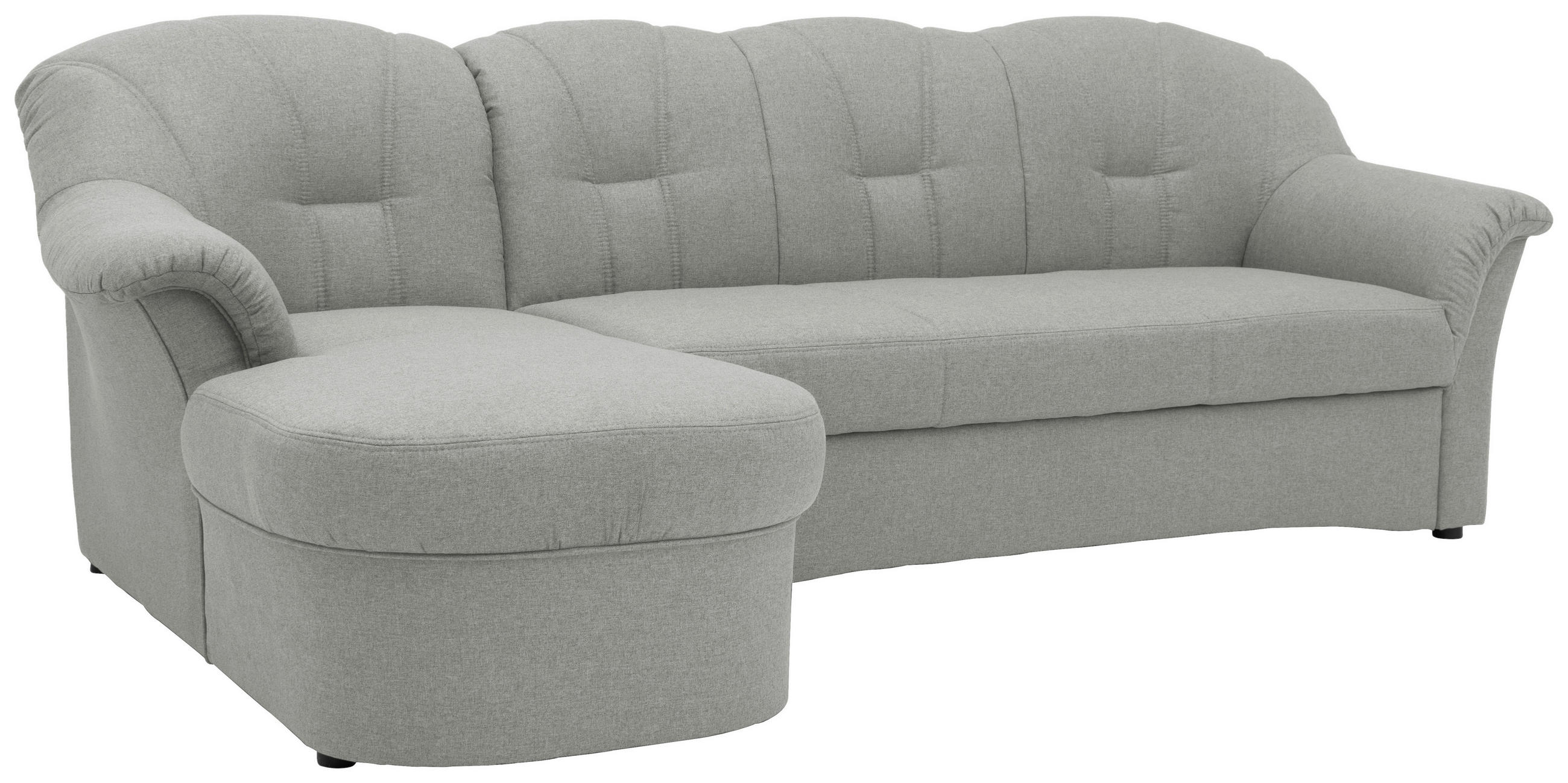 ECKSCHLAFSOFA in Webstoff Silberfarben  - Silberfarben/Schwarz, KONVENTIONELL, Kunststoff/Textil (142/233cm) - MID.YOU