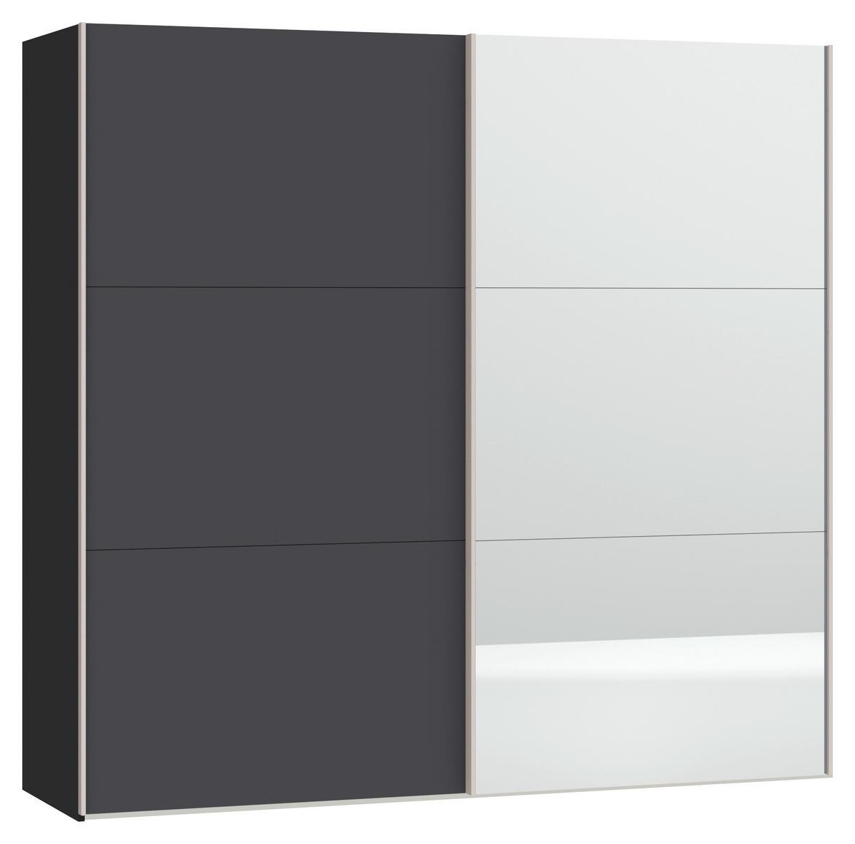 SCHWEBETÜRENSCHRANK 203/195/65 cm 2-türig Anthrazit, Schwarz  - Edelstahlfarben/Anthrazit, Design, Glas/Holzwerkstoff (203/195/65cm) - Boxxx