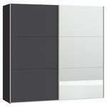 SCHWEBETÜRENSCHRANK  in Anthrazit, Schwarz  - Edelstahlfarben/Anthrazit, Design, Glas/Holzwerkstoff (203/195/65cm) - Carryhome