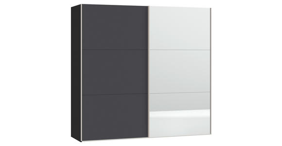 SCHWEBETÜRENSCHRANK  in Anthrazit, Schwarz  - Edelstahlfarben/Anthrazit, Design, Glas/Holzwerkstoff (203/195/65cm) - Carryhome