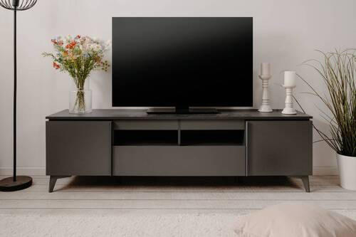 COMODĂ TV 177/51,5/40 cm  - ardeziu/antracit, Konventionell, plastic/material pe bază de lemn (177/51,5/40cm) - Carryhome