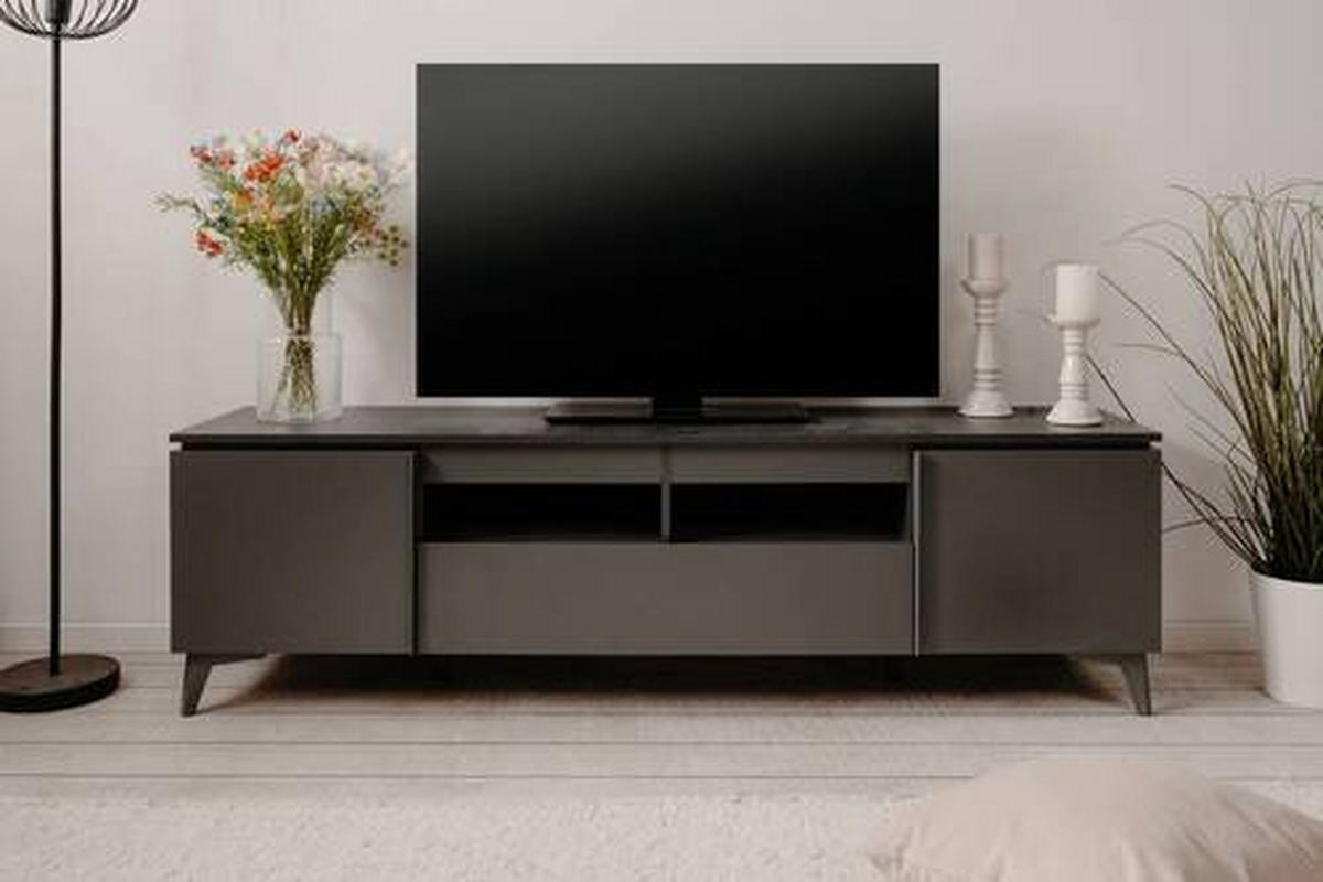 TV-ELEMENT antracit, barve skrilavca  - barve skrilavca/antracit, Konvencionalno, umetna masa/leseni material (177/51,5/40cm) - Carryhome