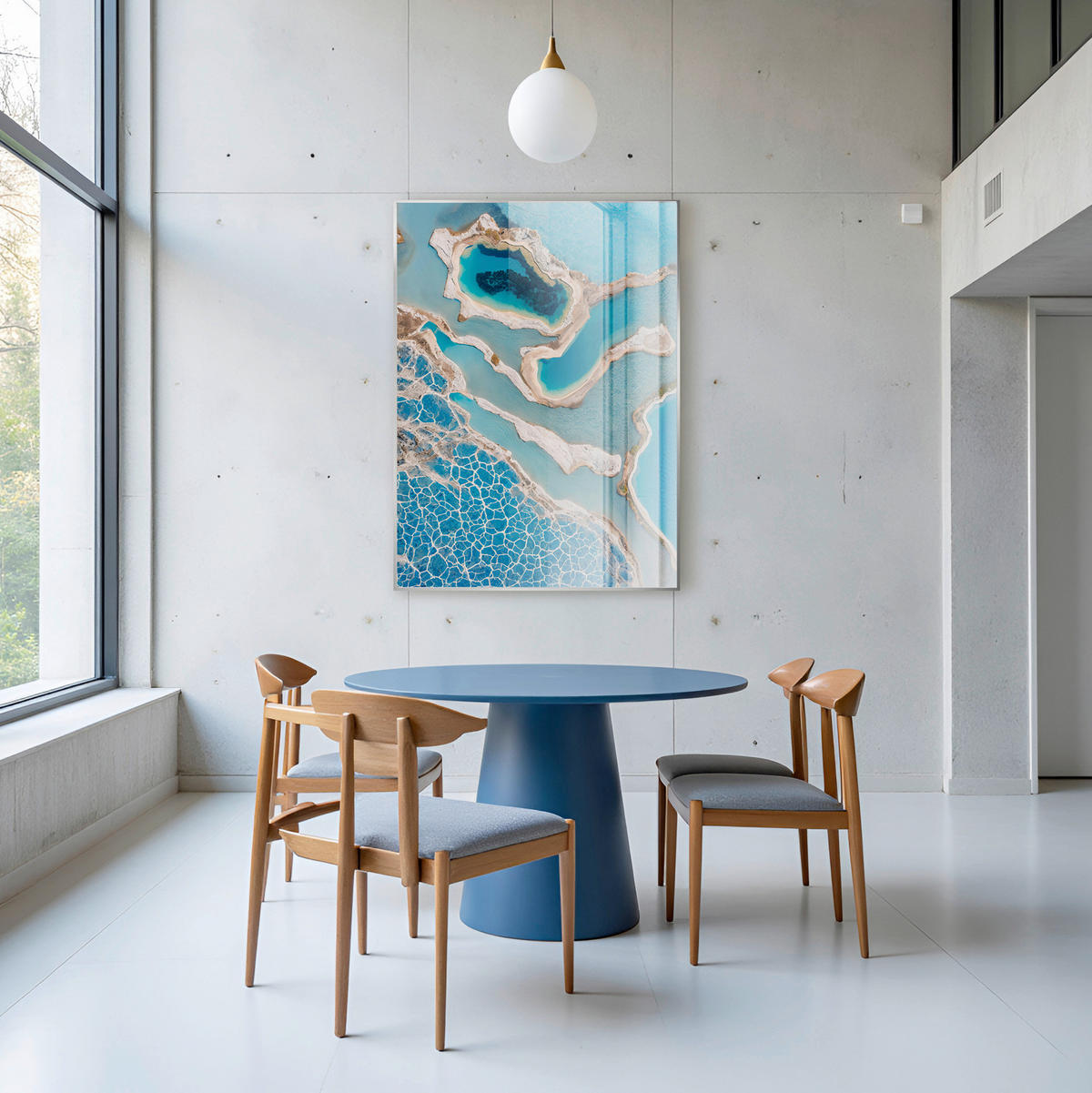 GLASBILD 80/120 cm  - Blau/Beige, Basics, Glas/Holz (80/120cm)