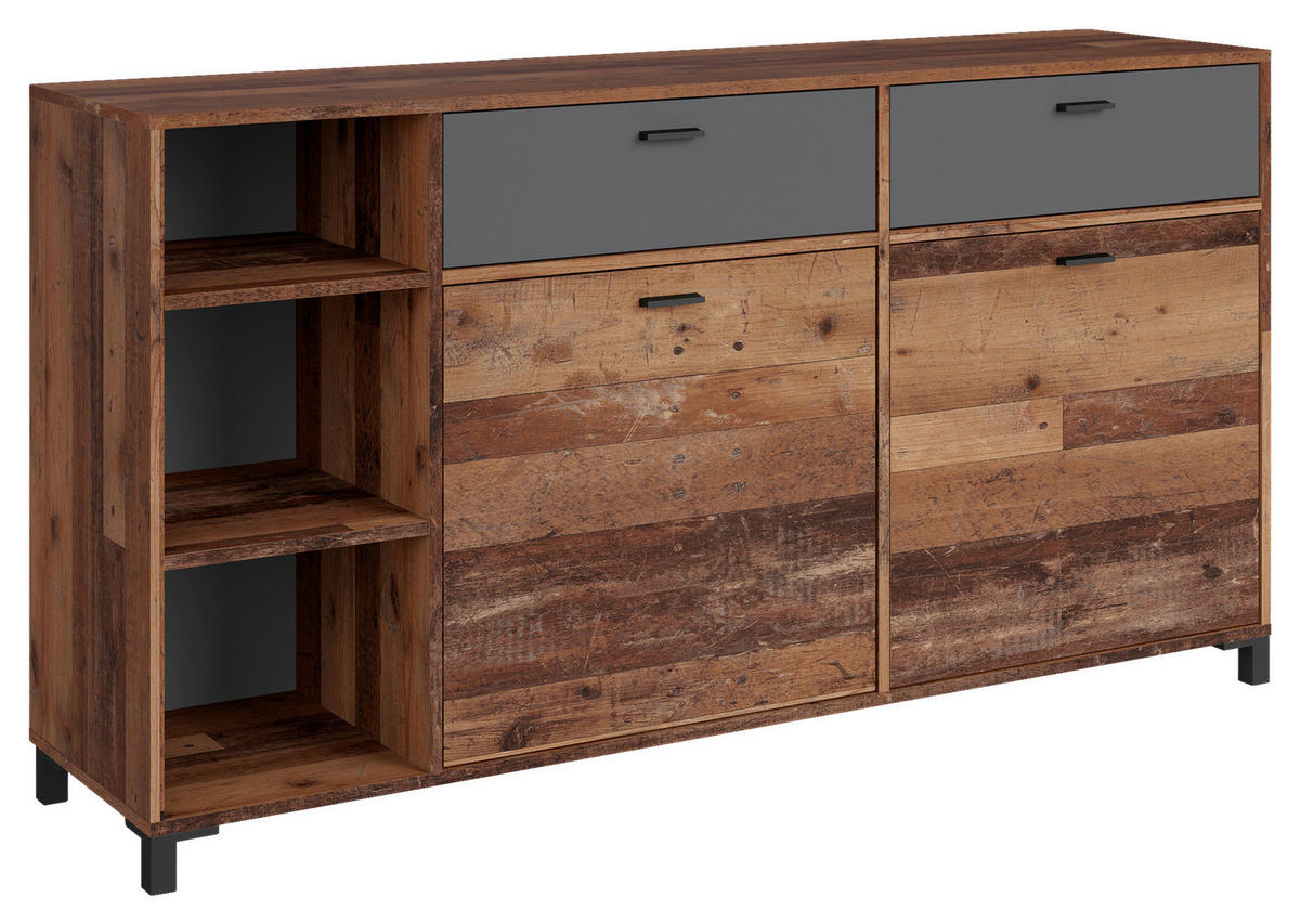 SIDEBOARD Jackson  in 160/85/40 cm  - Anthrazit/Schwarz, Design, Holzwerkstoff/Kunststoff (160/85/40cm) - MID.YOU