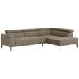 ECKSOFA Graubraun Feincord  - Graubraun/Schwarz, Design, Textil/Metall (280/205cm) - Xora