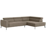 ECKSOFA Graubraun Feincord  - Graubraun/Schwarz, Design, Textil/Metall (280/205cm) - Xora