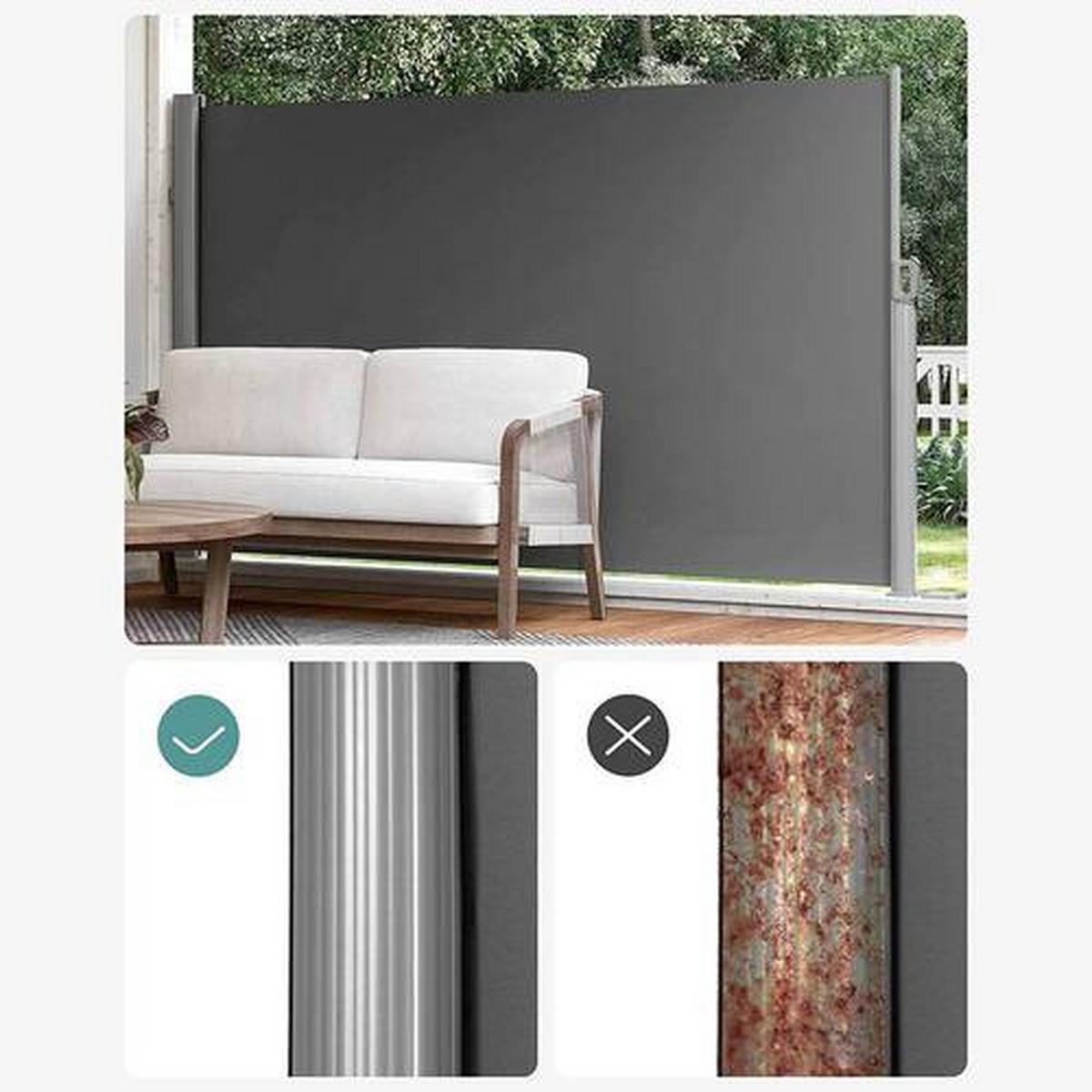 MARKISE - Anthrazit, Basics, Textil/Metall (350/200cm) - Modante