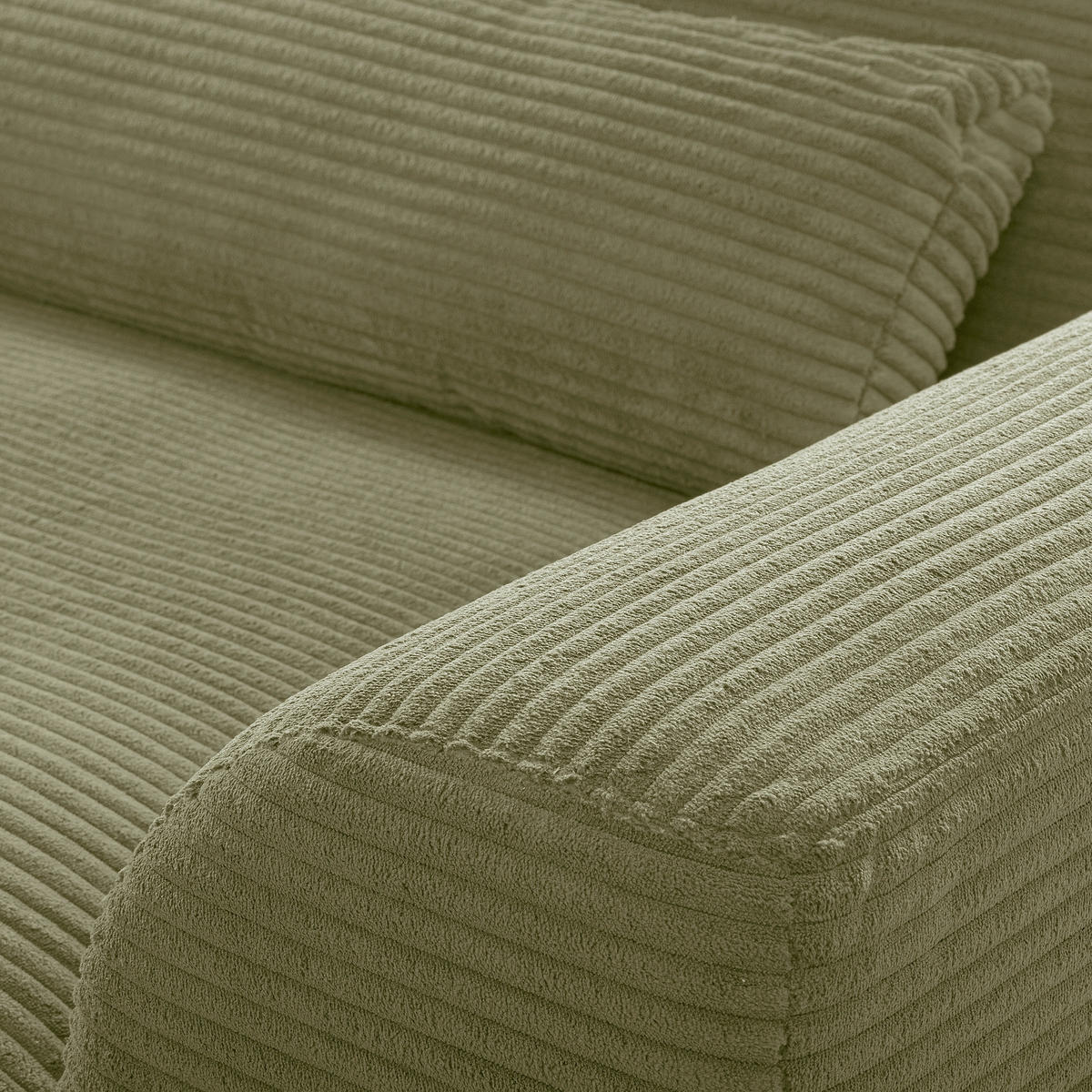 ECKSOFA  Cord Olivgrün  - Schwarz/Olivgrün, Design, Textil/Metall (172/313cm) - P & B
