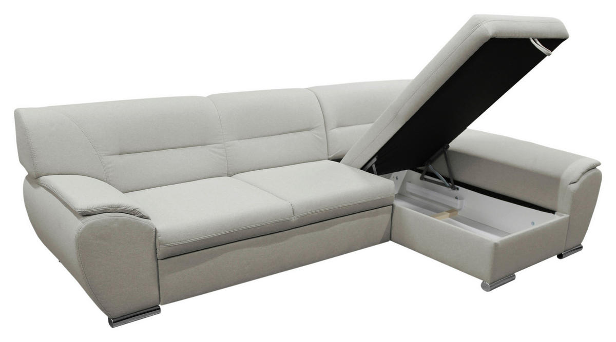 ECKSOFA Beige Flachgewebe  - Beige/Silberfarben, Design, Kunststoff/Textil (281/167cm) - MID.YOU