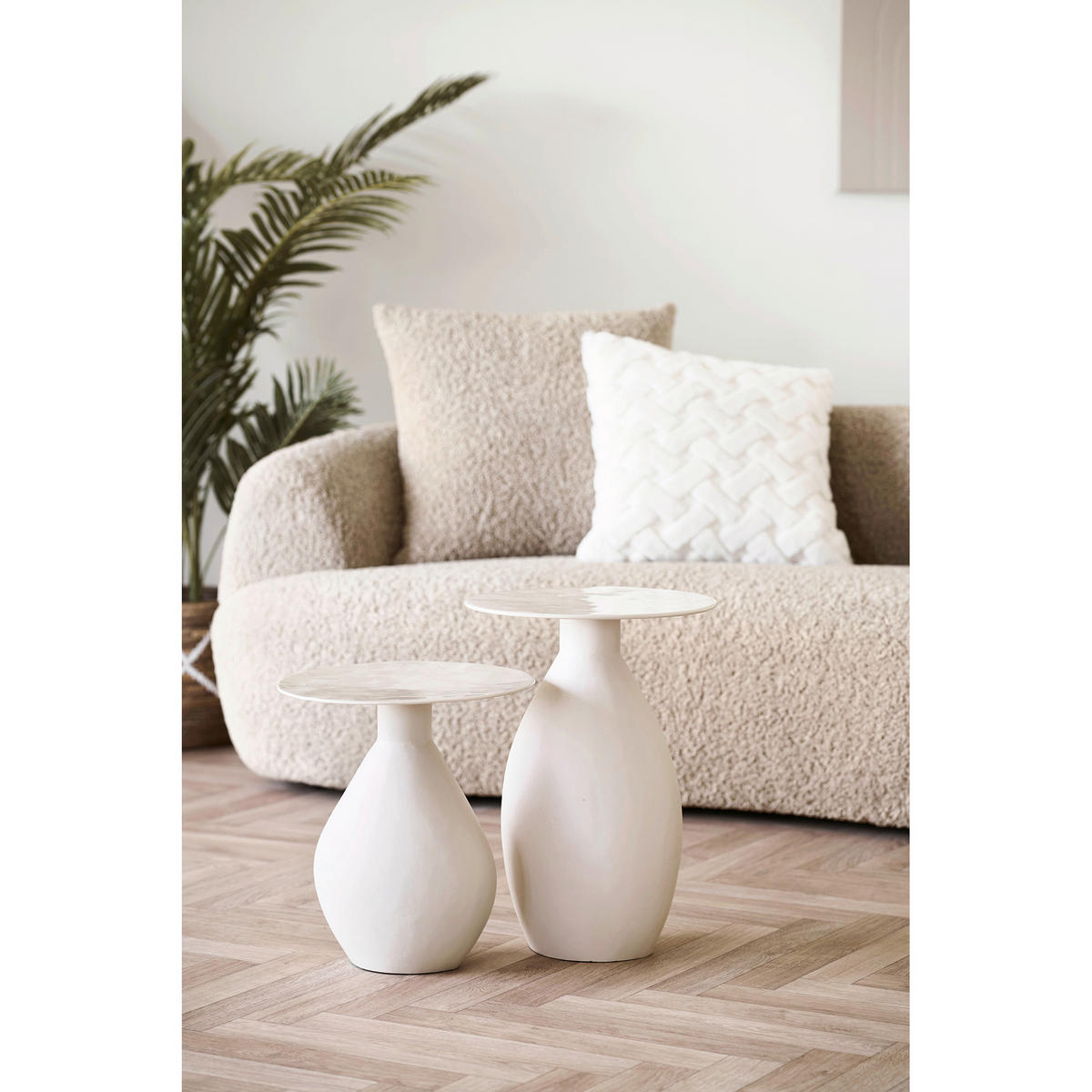 BEISTELLTISCH 36/36/50 cm Calais Creme rund  - Creme, Design, Metall (36/36/50cm) - MID.YOU