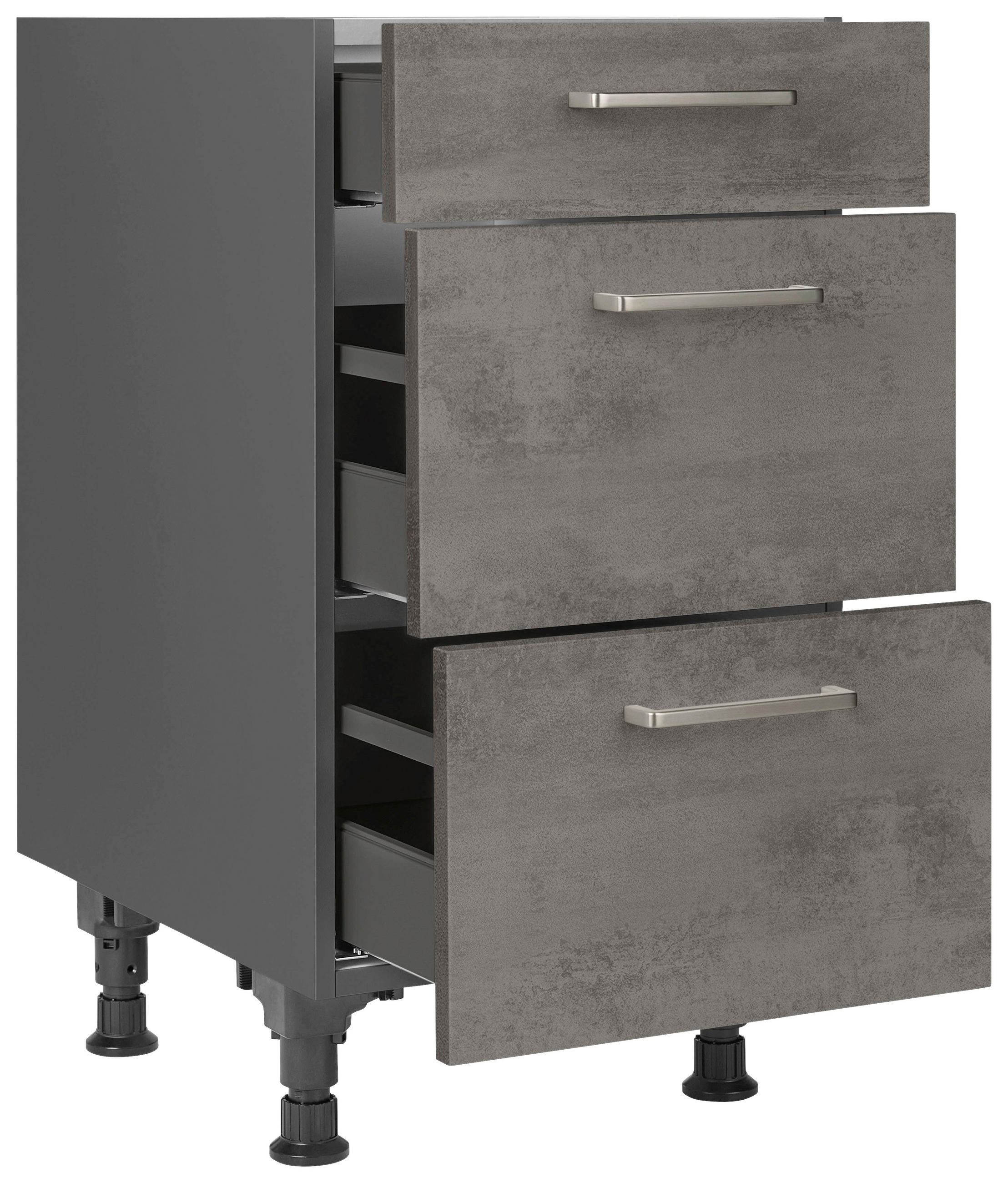 SCHUBKASTENUNTERSCHRANK 45/87/56 cm  in Schieferfarben  - Schieferfarben/Edelstahlfarben, MODERN, Holzwerkstoff/Metall (45/87/56cm) - Nobilia