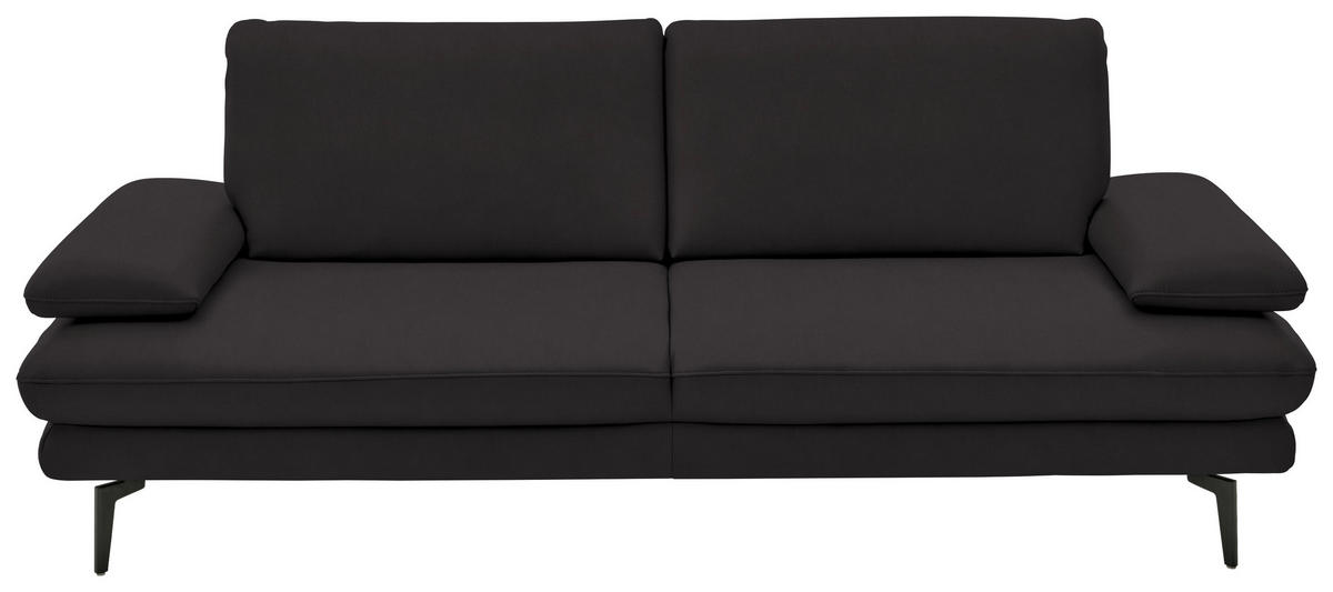 3-SITZER-SOFA in Echtleder Dunkelbraun  - Dunkelbraun/Schwarz, Design, Leder/Metall (222/86/104cm) - Dieter Knoll