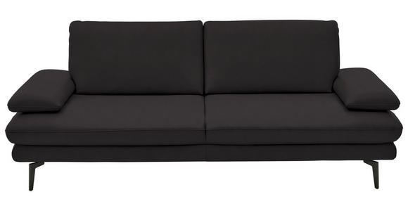 3-SITZER-SOFA in Leder Dunkelbraun - Dunkelbraun/Schwarz, Design, Leder/Metall (222/86/104cm) - Dieter Knoll